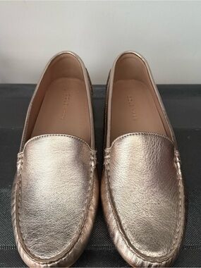 Cole Haan Metallic Rose Gold Leather Loafers